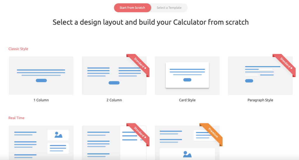 Design an outgrow calculator from scratch or use a custom template