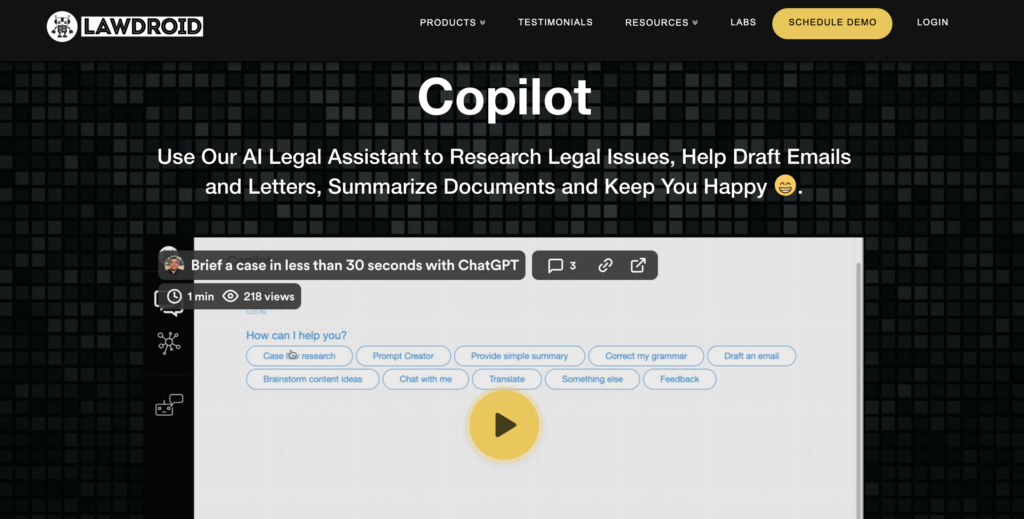Lawdroid homepage: AI tools for lawyers
