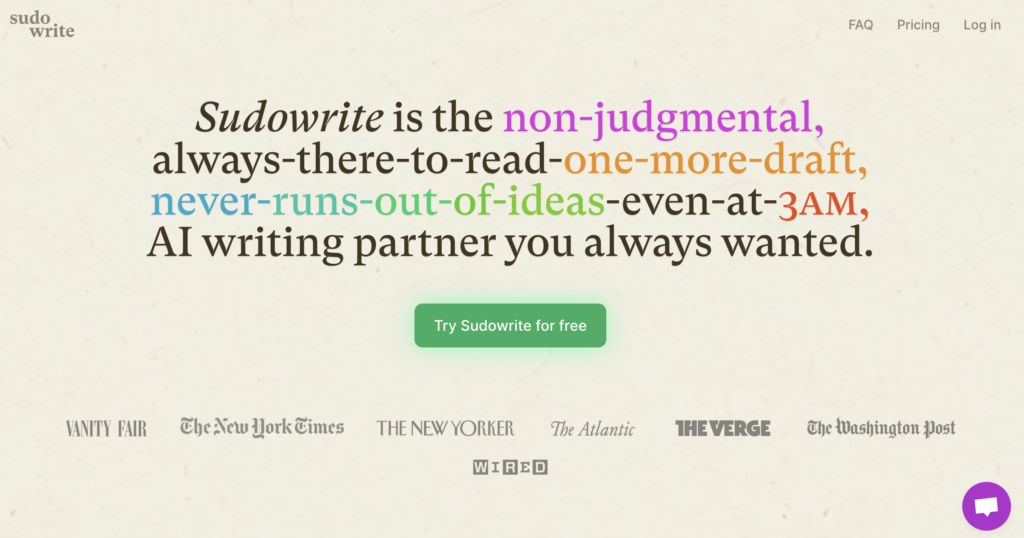 Sudowrite homepage: best AI tools for writers
