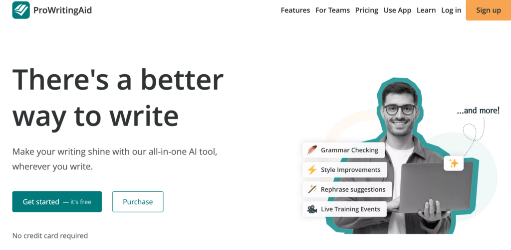 ProWritingAid homepage: list of the best AI tools for writers