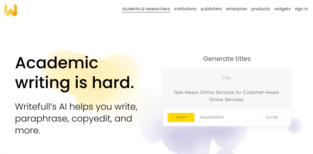 Writefull homepage: best AI tools for writers