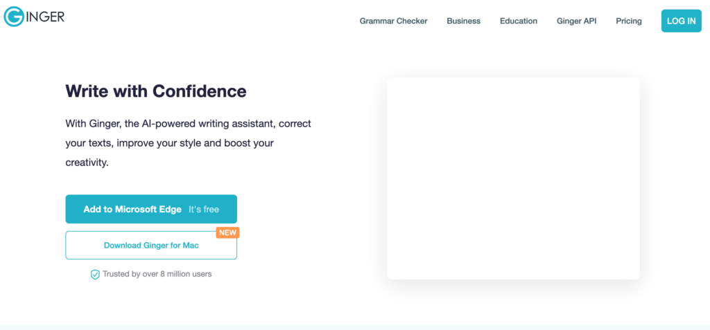 Ginger Software homepage: best AI tools for writers