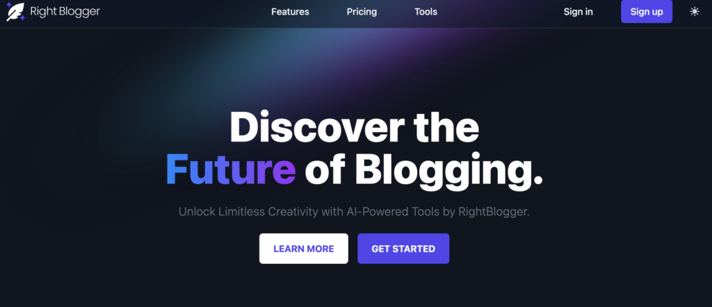 Rightblogger Homepage: Best AI tools for bloggers