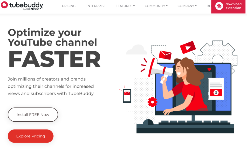 tubebuddy Homepage: Best AI tools for youtubers