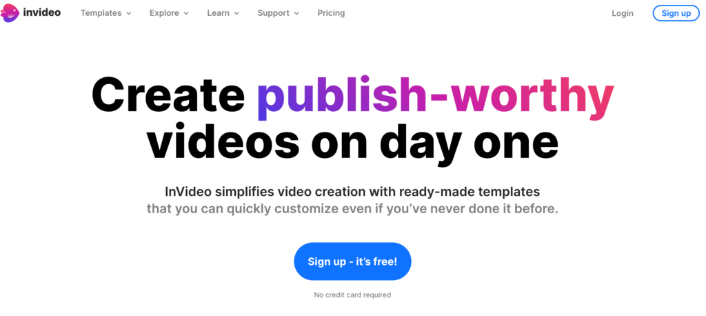 Invideo Homepage: Best AI tools for youtubers