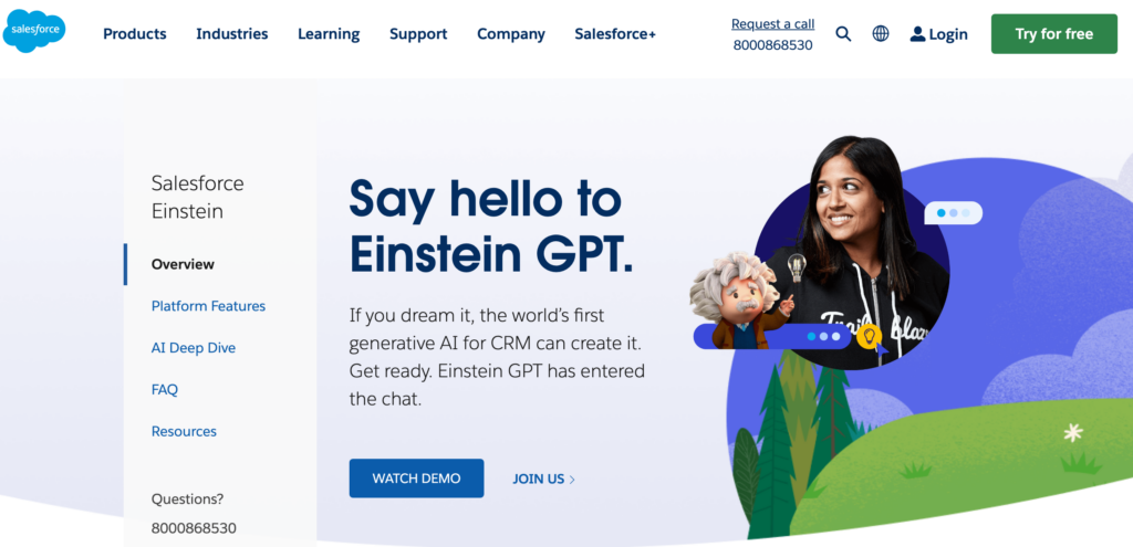 Salesforce Einstein homepage: best AI tools for marketing