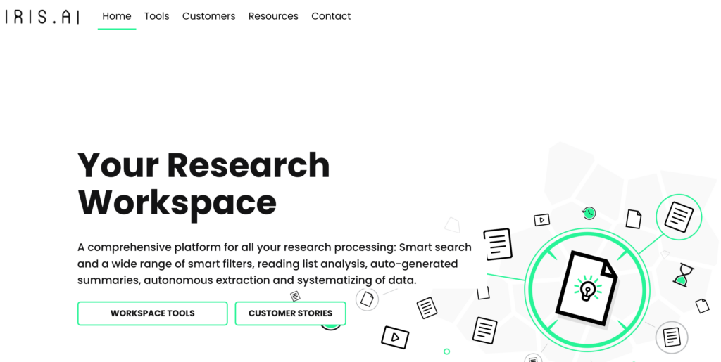Iris.ai homepage : best ai tools for researchers