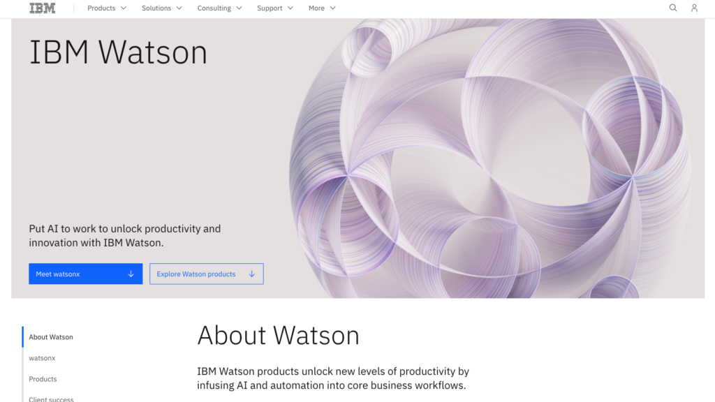 IBM Watson Homepage: Best AI tools for small businesses